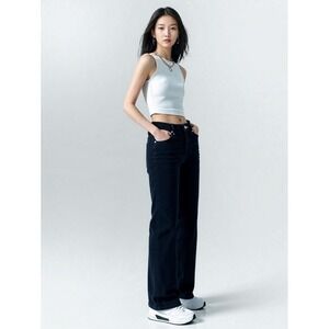 2/$30 7 For All Mankind Corduroy Pants Women‎ Sz 26 Black Straight Leg